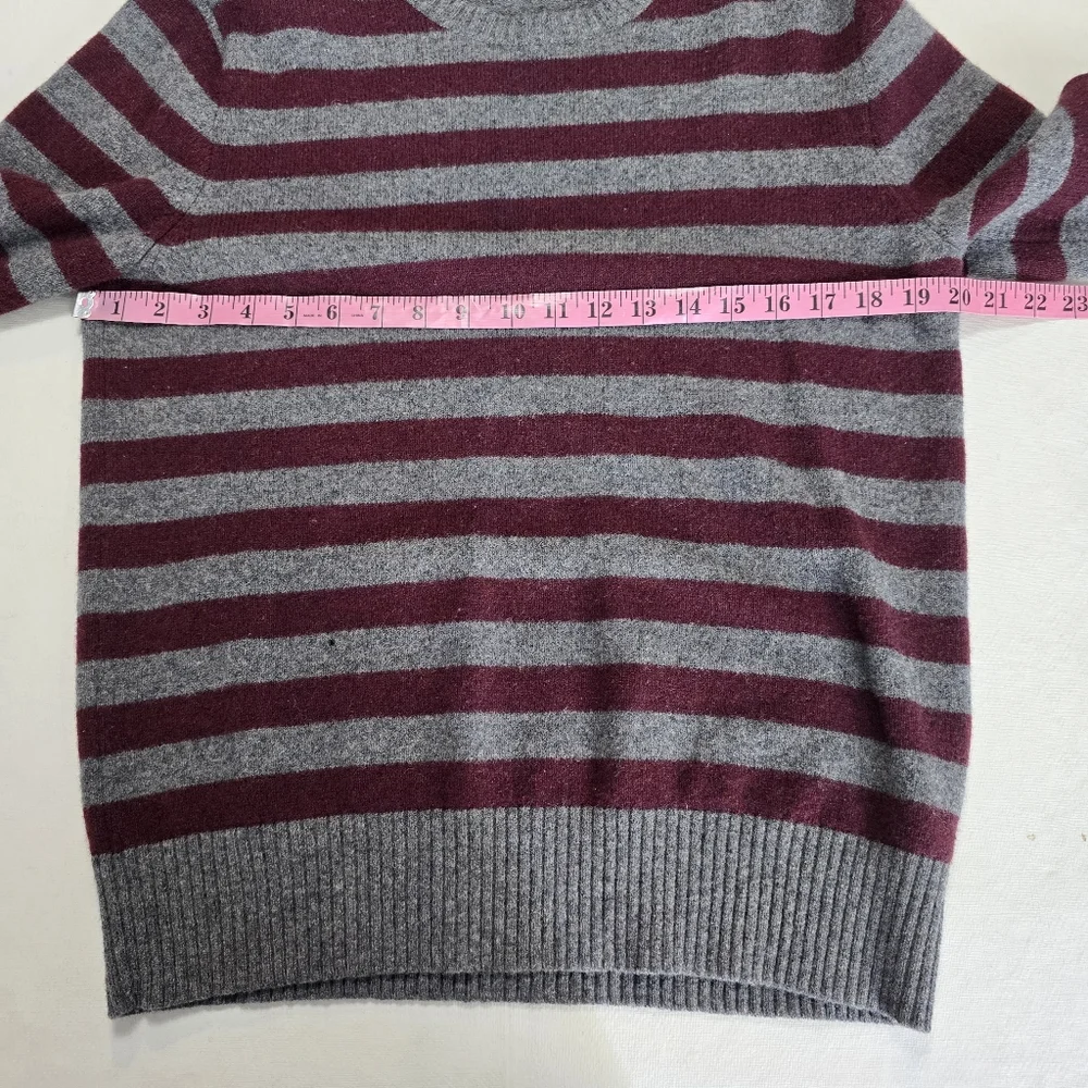 Striped Maroon and Gray Men's J.Crew Lambs Wool Sweater. Size Medium